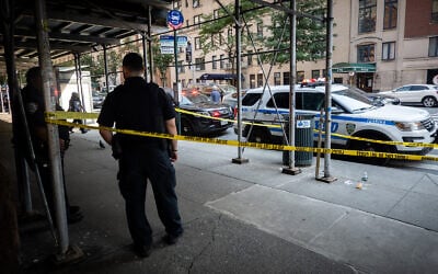 The scene of an anti-Jewish stabbing on the Upper West Side of Manhattan, New York City, July 23, 2026. (Luke Tress/Times of Israel) The scene of an anti-Jewish stabbing on the Upper West Side of Manhattan, New York City, July 23, 2026. (Luke Tress/Times of Israel)
