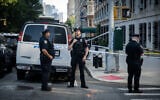 The scene of a stabbing on the Upper West Side of Manhattan, New York City, July 23, 2026. (Luke Tress/Times of Israel)