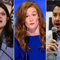 This combination of photos shows Rep. Haley Stevens, D-Mich., Feb. 6, 2025, in Washington, left, Michigan state Sen. Mallory McMorrow, D-Royal Oak, Aug. 19, 2024, in Chicago, center, and Abdul El-Sayed in Detroit on July 28, 2018. (AP/Rod Lamkey, Jr., J. Scott Applewhite, Paul Sancya)