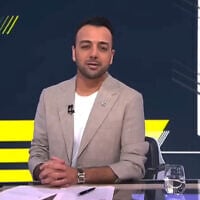 Pouria Zeraati hosts a segment broadcast on London-based dissident Persian-language news channel Iran International and published online on April 5, 2024. (Screen capture: Youtube/Iran International)