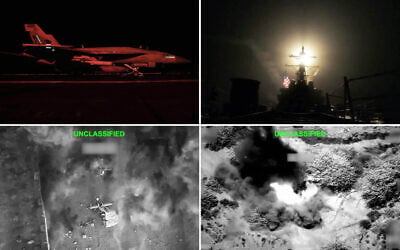 Footage released July 15, 2026, by US Central Command shows aircraft and precision munitions launched against Iranian military targets. (Screenshots/CENTCOM via X)