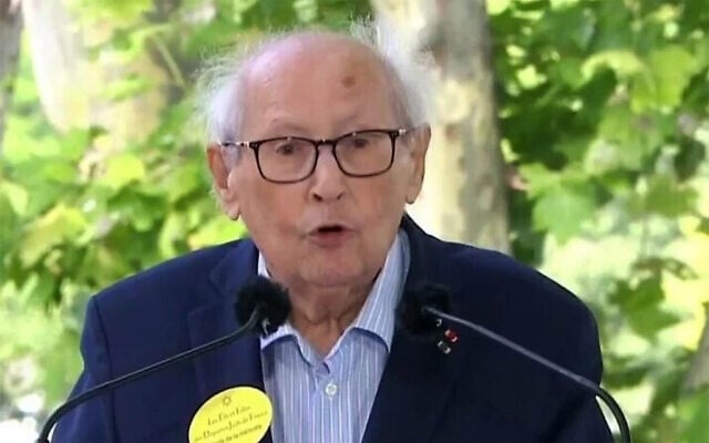 Serge Klarsfeld, president of the Association of Sons and Daughters of Jewish Deportees from France, speaks at a ceremony commemorating the Jews who were rounded up at Vel d'Hiv in 1942 and deported to Nazi concentration and death camps, on July 19, 2026. (Screenshot via CNEWS on YouTube) Serge Klarsfeld, president of the Association of Sons and Daughters of Jewish Deportees from France, speaks at a ceremony commemorating the Jews who were rounded up at Vel d'Hiv in 1942 and deported to Nazi concentration and death camps, on July 19, 2026. (Screenshot via CNEWS on YouTube)