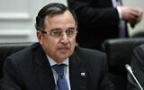 FILE: Egyptian Foreign Minister Nabil Fahmy  attends the  ministerial meeting of the EU and the League of Arab states in Athens on June 11, 2014. (LOUISA GOULIAMAKI / AFP)