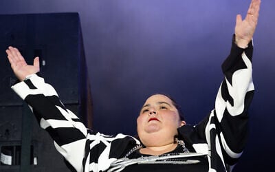 French Jewish DJ Barbara Butch reacts during the 20th edition of the Rock en Seine music festival, in Saint-Cloud, outside Paris, on August 25, 2024. (Anna Kurth/AFP) French Jewish DJ Barbara Butch reacts during the 20th edition of the Rock en Seine music festival, in Saint-Cloud, outside Paris, on August 25, 2024. (Anna Kurth/AFP)