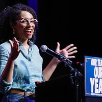 Democratic US congressional candidate Darializa Avila Chevalier speaks during the "Our Team, Our Year" Get Out The Vote (GOTV) rally at the Kings Theatre in Brooklyn, New York, on June 18, 2026. (Kena Betancur/AFP)