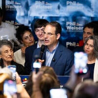 Colorado Democratic gubernatorial candidate, state Attorney General Phil Weiser speaks at an election-night watch party after winning the Democratic primary at Ace Eat Serve on June 30, 2026 in Denver, (Michael Ciaglo / GETTY IMAGES NORTH AMERICA / Getty Images via AFP)