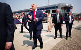 US President Donald Trump greets onlookers after arriving in a Freedom250-themed train ahead of a dedication ceremony for the Theodore Roosevelt Presidential Library on July 01, 2026 in Medora, North Dakota. (Andrew Harnik/Getty Images/AFP) US President Donald Trump greets onlookers after arriving in a Freedom250-themed train ahead of a dedication ceremony for the Theodore Roosevelt Presidential Library on July 01, 2026 in Medora, North Dakota. (Andrew Harnik/Getty Images/AFP)