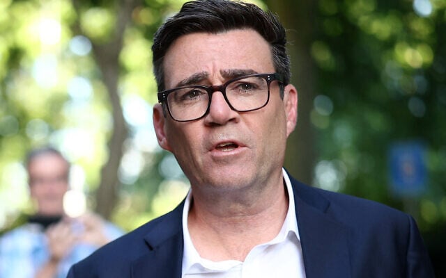 Labour MP and challenger for Leader of the Labour party, Andy Burnham, leaves Millbank studios in Westminster, central London, July 2, 2026. (Toby Shepheard / AFP)
