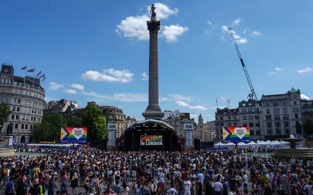 People crowd into Trafalgar Square after the annual Pride Parade, in London on July 4, 2026. (CARLOS JASSO / AFP) People crowd into Trafalgar Square after the annual Pride Parade, in London on July 4, 2026. (CARLOS JASSO / AFP)