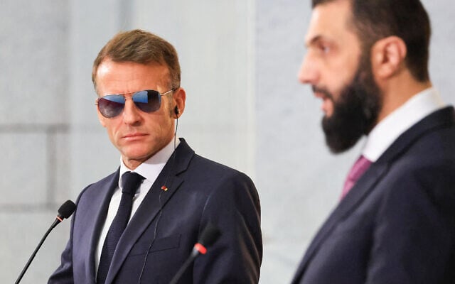 France's President Emmanuel Macron (L) and Syrian President Ahmed al-Sharaa give a joint press conference in Damascus on July 7, 2026. (Ludovic MARIN / POOL / AFP) France's President Emmanuel Macron (L) and Syrian President Ahmed al-Sharaa give a joint press conference in Damascus on July 7, 2026. (Ludovic MARIN / POOL / AFP)