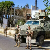 Illustrative: This handout photograph released by the Lebanese army press office on July 15, 2026, shows Lebanese army soldiers setting up a checkpoint at a position in southern Lebanon. (Lebanese Army Press Office/AFP)
