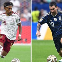 This combination of file photos created on July 16, 2026, shows Spain’s forward #19 Lamine Yamal in Arlington on July 14, 2026 (L); and Argentina’s forward #10 Lionel Messi in Atlanta on July 15, 2026 (Charly Triballeau and Roberto Schmidt/AFP)
