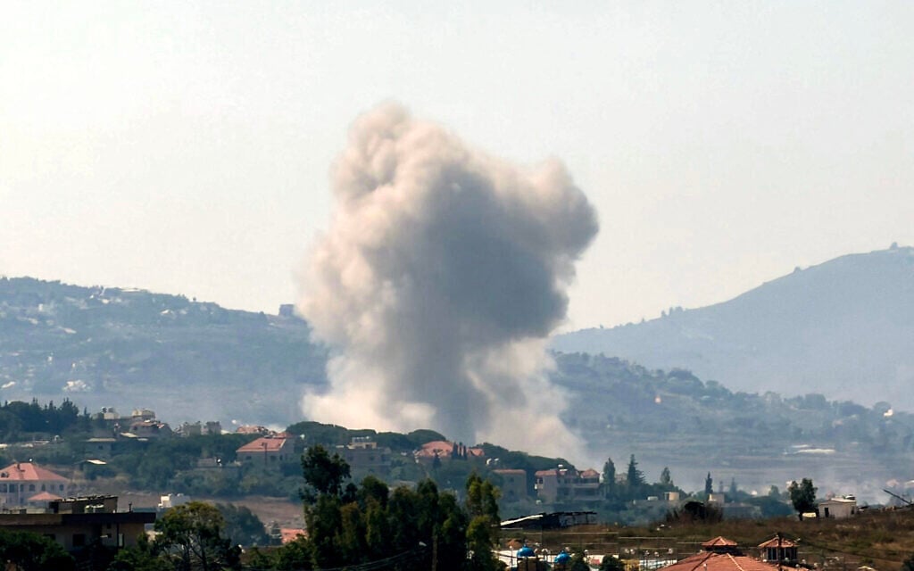 An Israeli-controlled explosion in the village of Kfar Tebnit, southern Lebanon, on July 18, 2026. (Abbas FAKIH/AFP)