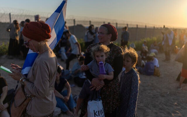 Israeli right-wing activists advocating Jewish settlement in Gaza gather on the border with the Gaza Strip as they attempt to cross over into the territory on July 19, 2026. (Ilia Yefimovich/AFP)