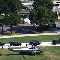 US President Donald Trump arrives to board Marine One on the Ellipse near the White House on July 22, 2026 in Washington, DC, before traveling to Dover Air Force Base to attend the dignified transfers of US service members killed by Iranian military strikes in Jordan. (Finn Gomez/Getty Images/AFP)