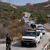 Security personnel arrive at the site of a shooting on the outskirts of Tell in the West Bank, on July 24, 2026. (John Wessels/AFP)