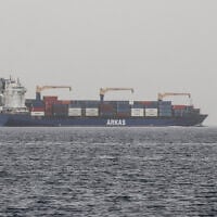 A commercial vessel passes through an international shipping lane off Yemen’s Hanish Island in the Red Sea on July 27, 2026. (Khaled ZIAD/AFP)