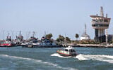 This handout photograph taken and released by the Damietta Port Authority on July 30, 2026, shows the control tower of the Mediterranean sea port of Damietta. (Damietta Port Authority/AFP)