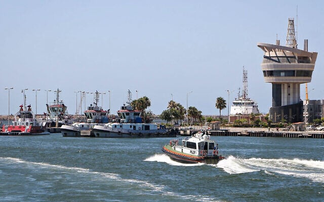 This handout photograph taken and released by the Damietta Port Authority on July 30, 2026, shows the control tower of the Mediterranean sea port of Damietta. (Damietta Port Authority/AFP)