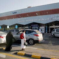 Saudi passengers enter the departure terminal of Abha airport, south of Saudi Arabia, August 22, 2019. (Amr Nabil/AP)