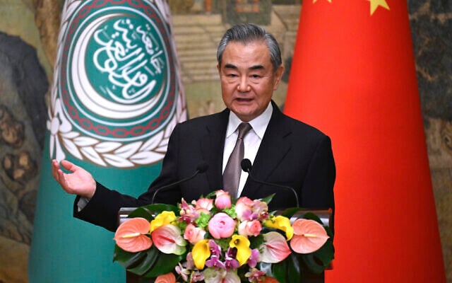 Chinese Foreign Minister Wang Yi speaks at a press conference during the 10th Ministerial Conference of the China-Arab States Cooperation Forum at the Diaoyutai State Guesthouse in Beijing May 30, 2024. (Wang Zhao/Pool Photo via AP) Chinese Foreign Minister Wang Yi speaks at a press conference during the 10th Ministerial Conference of the China-Arab States Cooperation Forum at the Diaoyutai State Guesthouse in Beijing May 30, 2024. (Wang Zhao/Pool Photo via AP)