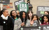 Former US Rep. Cori Bush speaks during a rally in front of the National Archives to highlight then-president Joe Biden’s decision to declare the Equal Rights Amendment (ERA) as the 28th Amendment to the United States Constitution, January 17, 2025, in Washington. (AP Photo/Rod Lamkey, Jr.)