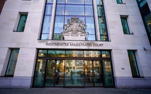Westminster Magistrates Court is shown in London, October 21, 2021. (Alberto Pezzali/AP) Westminster Magistrates Court is shown in London, October 21, 2021. (Alberto Pezzali/AP)