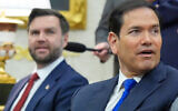 USVice President JD Vance, left, and Secretary of State Marco Rubio attend a meeting in the Oval Office at the White House, March 3, 2026, in Washington. (AP Photo/Mark Schiefelbein, file)