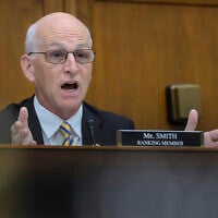 US House Committee on Armed Services Ranking Member Rep. Adam Smith, a Washington Democrat, speaks during a meeting on Capitol Hill in Washington, DC, May 19, 2026. (AP Photo/Rod Lamkey, Jr.)