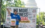 National Education Association (NEA) Secretary-Treasurer Noel Candelaria speaks during a rally in Washington, May 20, 2026. (Kevin Wolf/AP Content Services for United for Democracy)