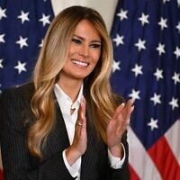 US first lady Melania Trump applauds as she hosts the Inaugural Presidential AI Challenge National Champion Awards Ceremony at the White House on June 9, 2026, in Washington. (AP Photo/John McDonnell)