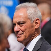 Former White House chief of staff Rahm Emanuel mingles ahead of the Obama Presidential Center dedication ceremony June 18, 2026, in Chicago, Illinois. (AP/Alex Brandon)