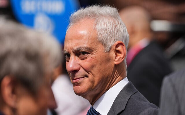 Former White House chief of staff Rahm Emanuel mingles ahead of the Obama Presidential Center dedication ceremony June 18, 2026, in Chicago, Illinois. (AP/Alex Brandon) Former White House chief of staff Rahm Emanuel mingles ahead of the Obama Presidential Center dedication ceremony June 18, 2026, in Chicago, Illinois. (AP/Alex Brandon)