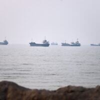 Commercial vessels are seen in the Strait of Hormuz off Bandar Abbas, Iran, June 30, 2026. (Amirhosein Khorgooi/ISNA via AP)