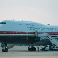 The newly designated Air Force One is ready as US President Donald Trump arrives to board, at Joint Base Andrews, Maryland, July 1, 2026. (AP Photo/Julia Demaree Nikhinson)