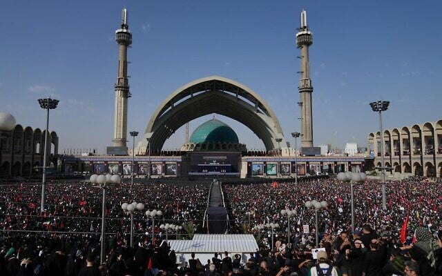 Masses attend the start of the days-long funeral ceremonies for Iran's late supreme leader Ayatollah Ali Khamenei at the Imam Khomeini Mosalla Grand Mosque in Tehran, Iran,  July 4, 2026. (AP Photo/Altaf Qadri)