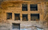 Some of seven surface limestone-built tombs, discovered in the Marina el-Alamein archaeological site, are seen west of the Mediterranean city of Alexandria, Egypt, in a photo provided on July 4, 2026. (Egyptian Tourism and Antiquities Ministry via AP)