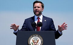 Vice President JD Vance speaks on the flight deck of the USS Kearsarge (LHD-3) in the New York harbor during The International Naval Review honoring America's 250th Anniversary, Saturday, July 4, 2026, in New York. (AP Photo/Frank Franklin II)