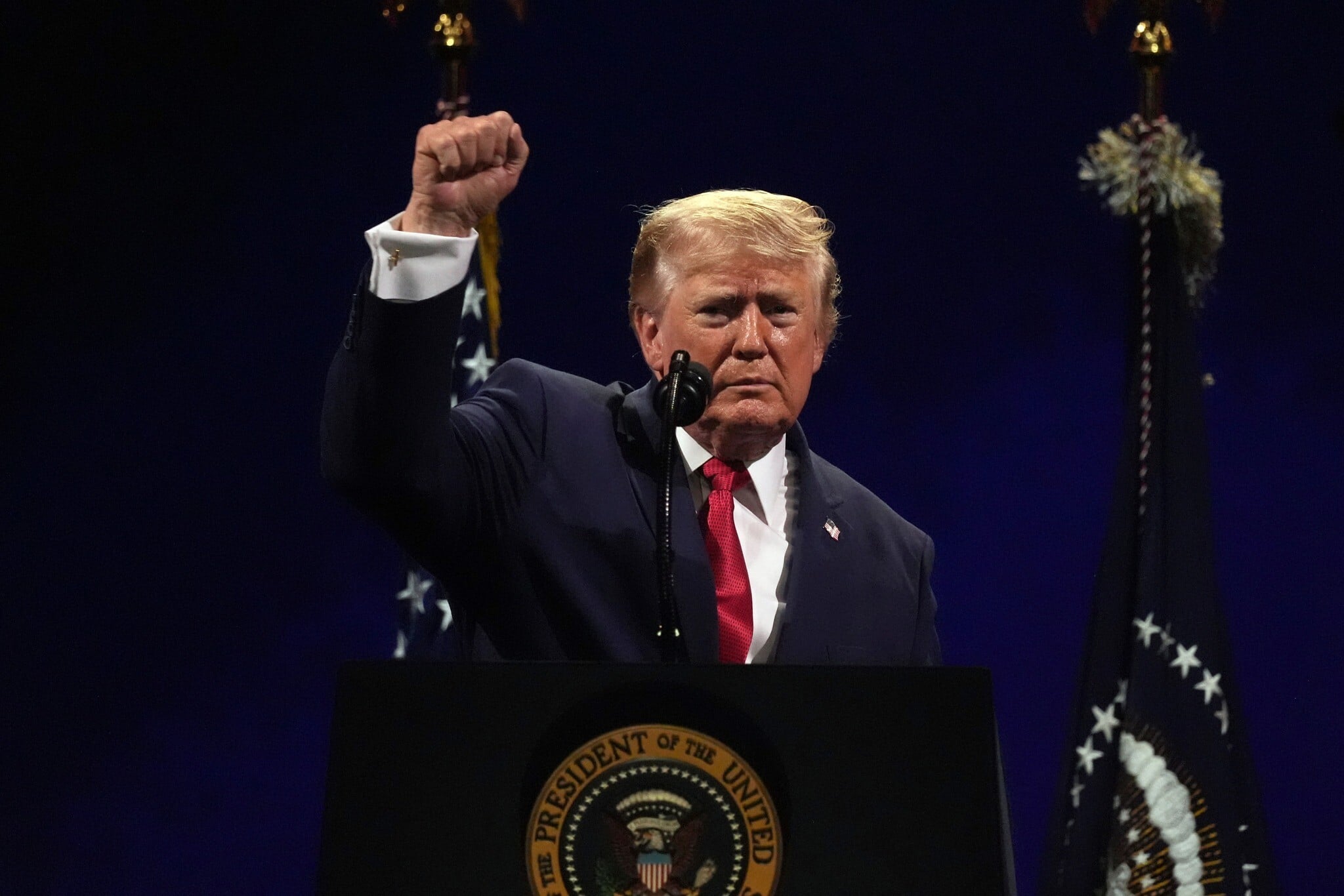 Trump mixes patriotism with partisanship as he celebrates America’s ‘joyous’...