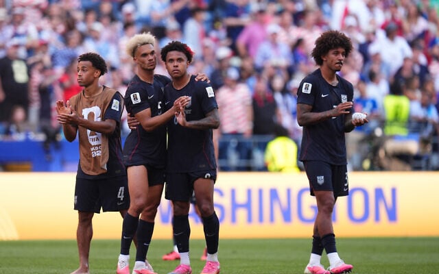 Players of the United States react after the World Cup round of 16 soccer match against Belgium in Seattle, July 6, 2026. (AP/Manu Fernandez) Players of the United States react after the World Cup round of 16 soccer match against Belgium in Seattle, July 6, 2026. (AP/Manu Fernandez)