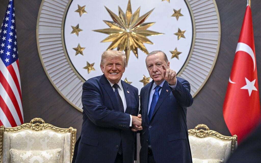 US President Donald Trump, left, shakes hands with Turkish President Recep Tayyip Erdogan at the NATO summit in Ankara, Turkey, on July 7, 2026. (Doğukan Keskinkılıç / Pool Photo via AP) US President Donald Trump, left, shakes hands with Turkish President Recep Tayyip Erdogan at the NATO summit in Ankara, Turkey, on July 7, 2026. (Doğukan Keskinkılıç / Pool Photo via AP)