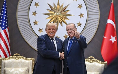 US President Donald Trump, left, shakes hands with Turkish President Recep Tayyip Erdogan at the NATO summit in Ankara, Turkey, on July 7, 2026. (Doğukan Keskinkılıç / Pool Photo via AP) US President Donald Trump, left, shakes hands with Turkish President Recep Tayyip Erdogan at the NATO summit in Ankara, Turkey, on July 7, 2026. (Doğukan Keskinkılıç / Pool Photo via AP)