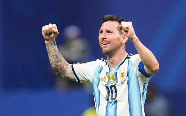 Argentina's Lionel Messi (10) celebrates at the end of the World Cup round of 16 soccer match between Argentina and Egypt in Atlanta, July 7, 2026. (AP/Mike Stewart) Argentina's Lionel Messi (10) celebrates at the end of the World Cup round of 16 soccer match between Argentina and Egypt in Atlanta, July 7, 2026. (AP/Mike Stewart)