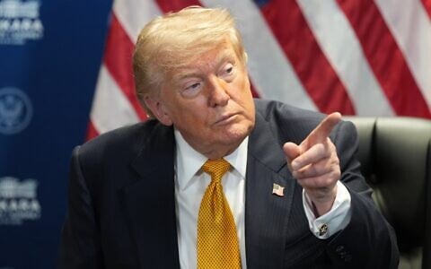 US President Donald Trump speaks on the sidelines of the NATO summit in Ankara, Turkey, July 8, 2026. (AP Photo/Alex Brandon)