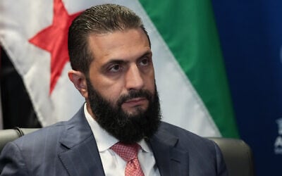 Syrian President Ahmad al-Sharaa meets with US President Donald Trump (not pictured) on the sidelines of the NATO summit in Ankara, Turkey, July 8, 2026. (AP Photo/Alex Brandon)