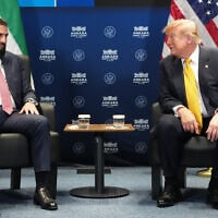 US President Donald Trump meets with Syrian President Ahmad al-Sharaa on the sidelines of the NATO summit in Ankara, Turkey, Wednesday, July 8, 2026. (AP Photo/Alex Brandon)