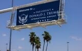 A sign displaying the name of the rebranded Donald J. Trump International Airport in West Palm Beach, Fla., is seen Thursday, July 9, 2026. (AP Photo/Saul Martinez)