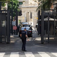 A motorcade arrives at the United States’ Embassy in Rome, Italy, where ambassadors-level talks between Israel and Lebanon are expected to take place, July 14, 2026. (AP/Alessandra Tarantino)