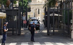 A motorcade arrives at the United States’ Embassy in Rome, Italy, where ambassadors-level talks between Israel and Lebanon are expected to take place, July 14, 2026. (AP/Alessandra Tarantino)