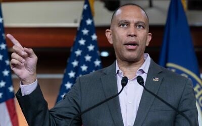 US House Minority Leader Hakeem Jeffries, a Democrat from New York, speaks during a news conference on Capitol Hill, July 13, 2026, in Washington. (AP/Jose Luis Magana) US House Minority Leader Hakeem Jeffries, a Democrat from New York, speaks during a news conference on Capitol Hill, July 13, 2026, in Washington. (AP/Jose Luis Magana)